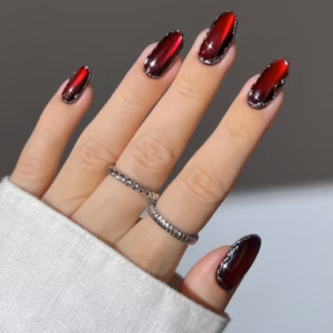 Purple Green and Black Sparkly Cat Eye Press-On Nails - Reusable with Glue Kit